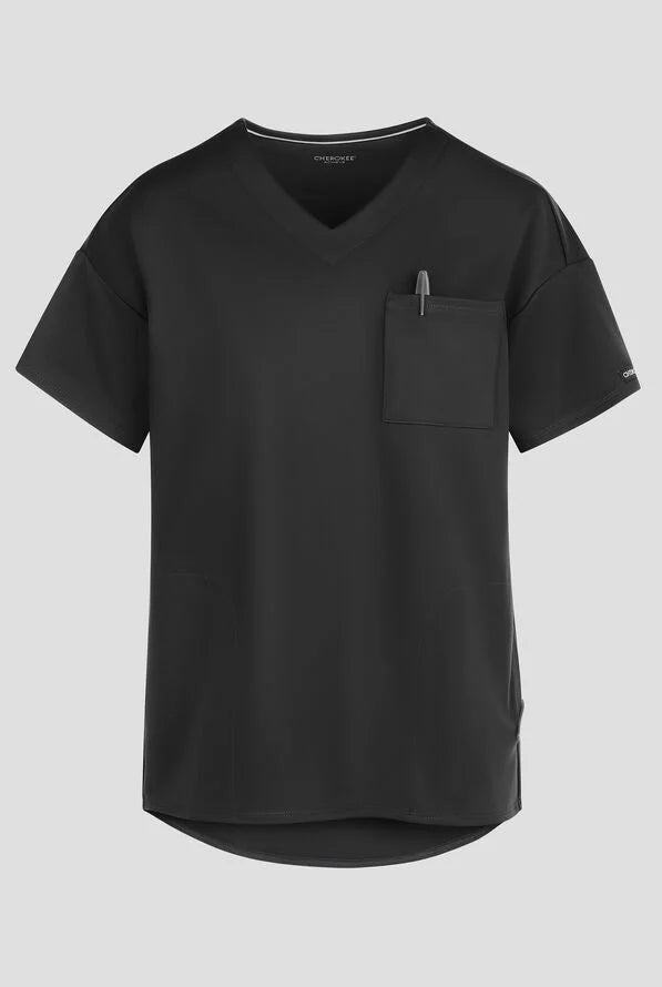 Cherokee Achieve Women's 3-Pocket Tunic V-Neck Knit Scrub Top