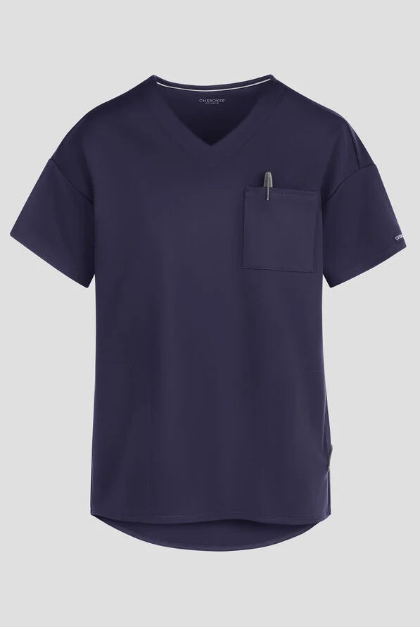 Cherokee Achieve Women's 3-Pocket Tunic V-Neck Knit Scrub Top