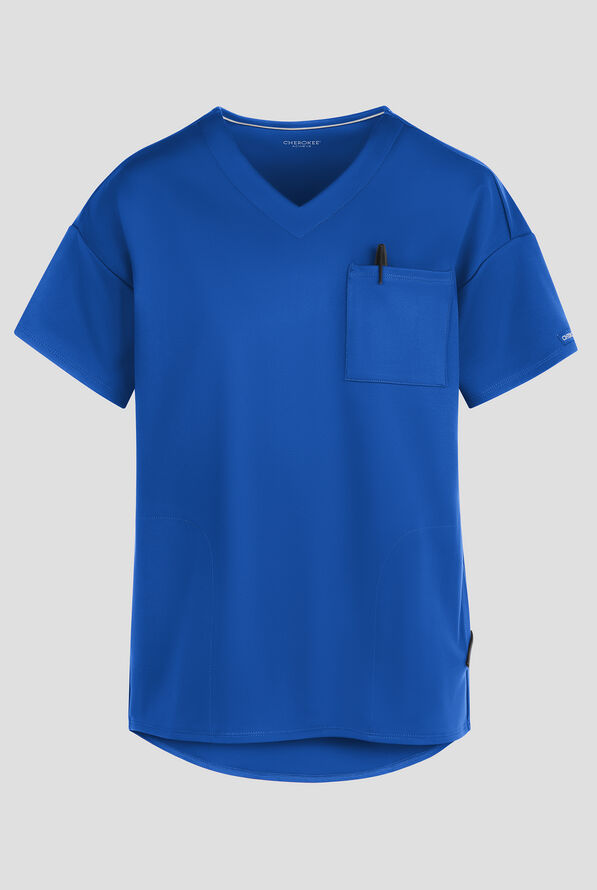 Cherokee Achieve Women's 3-Pocket Tunic V-Neck Knit Scrub Top