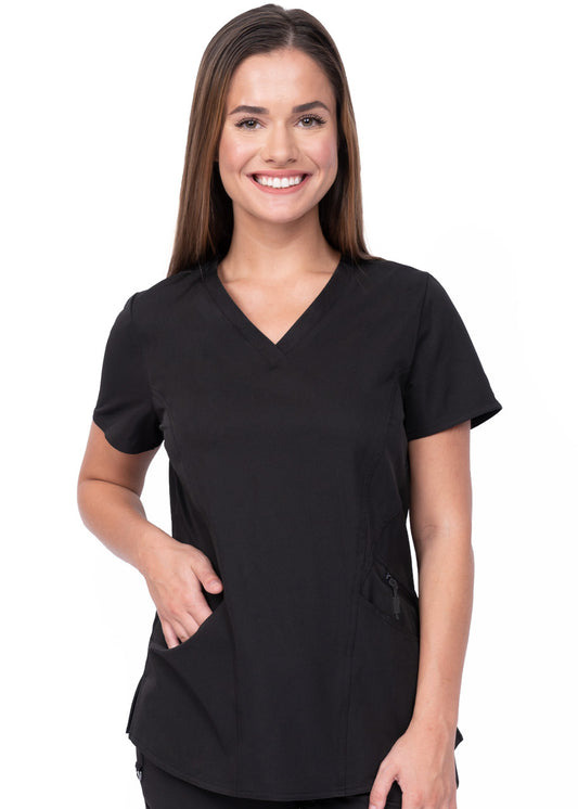 Zavate Ava Therese Women's 3-Pocket Back Rib-Knit V-Neck Scrub Top