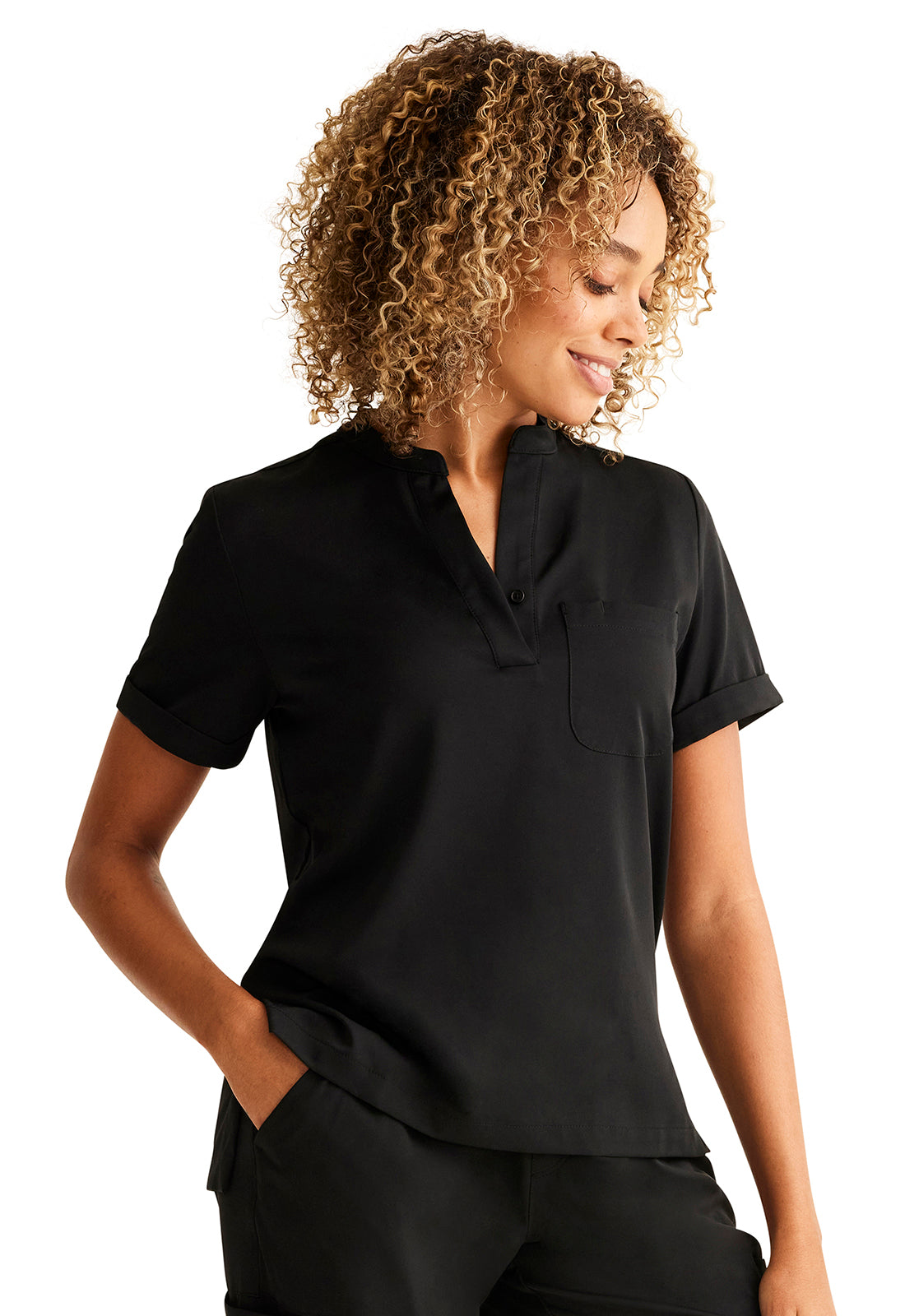 HH Works by Healing Hands Macy Women's Mandarin Collar Tuck In Scrub Top