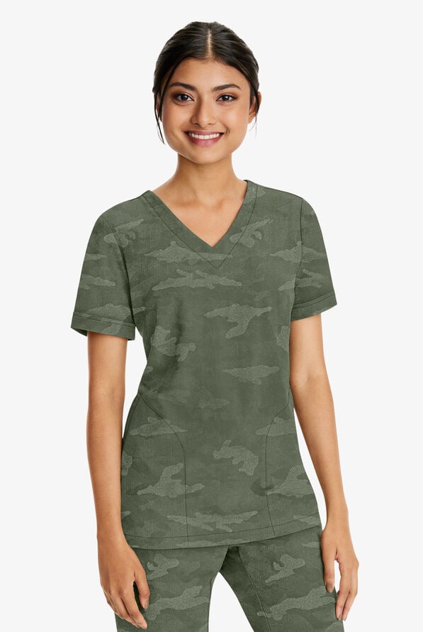 Healing Hands Purple Label Joy Camo V-Neck Top