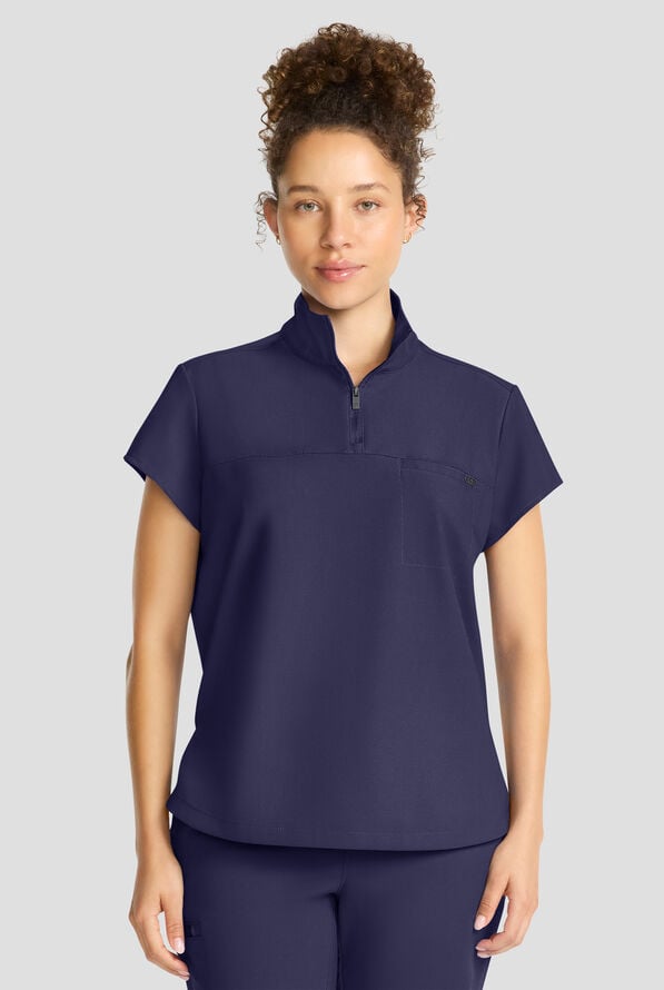 Healing Hands Quest Tuck In Half Zip Collar Scrub Top