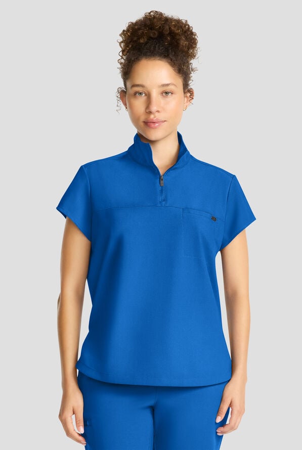 Healing Hands Quest Tuck In Half Zip Collar Scrub Top