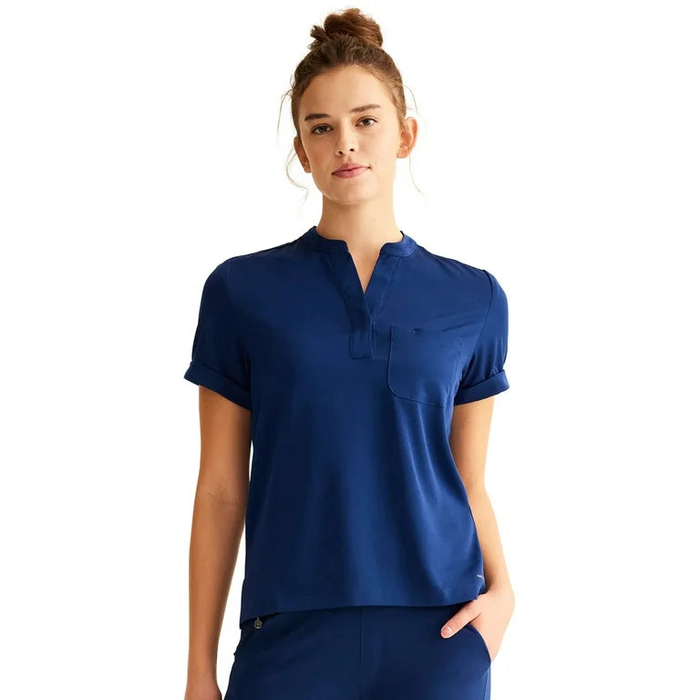 HH Works by Healing Hands Macy Women's Mandarin Collar Tuck In Scrub Top