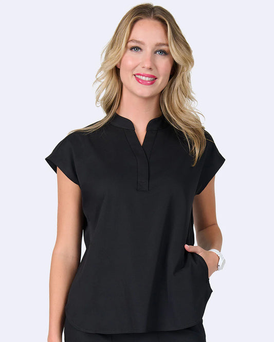 Ava Therese by Zavate Piper Women's 3-Pocket  Mandarin Collar Scrub Top